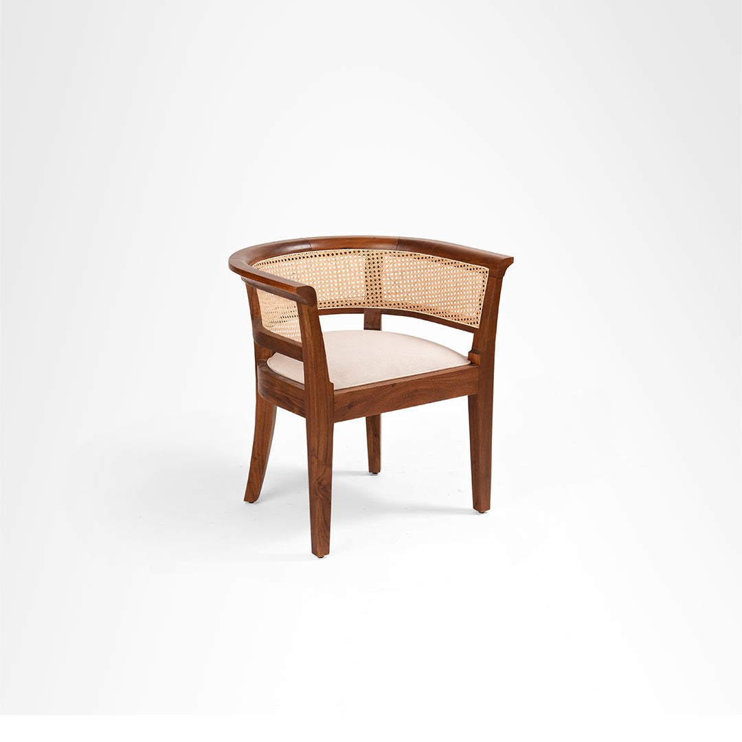 Ruby Lounge Chair - W: 27.5’’ D: 22.5’’ H: 29’’ SH: 18’’ / Light Walnut and Beige / Acacia Wood Natural Cane