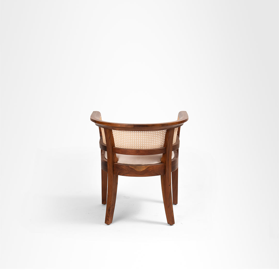Ruby Lounge Chair - W: 27.5’’ D: 22.5’’ H: 29’’ SH: 18’’ / Light Walnut and Beige / Acacia Wood Natural Cane