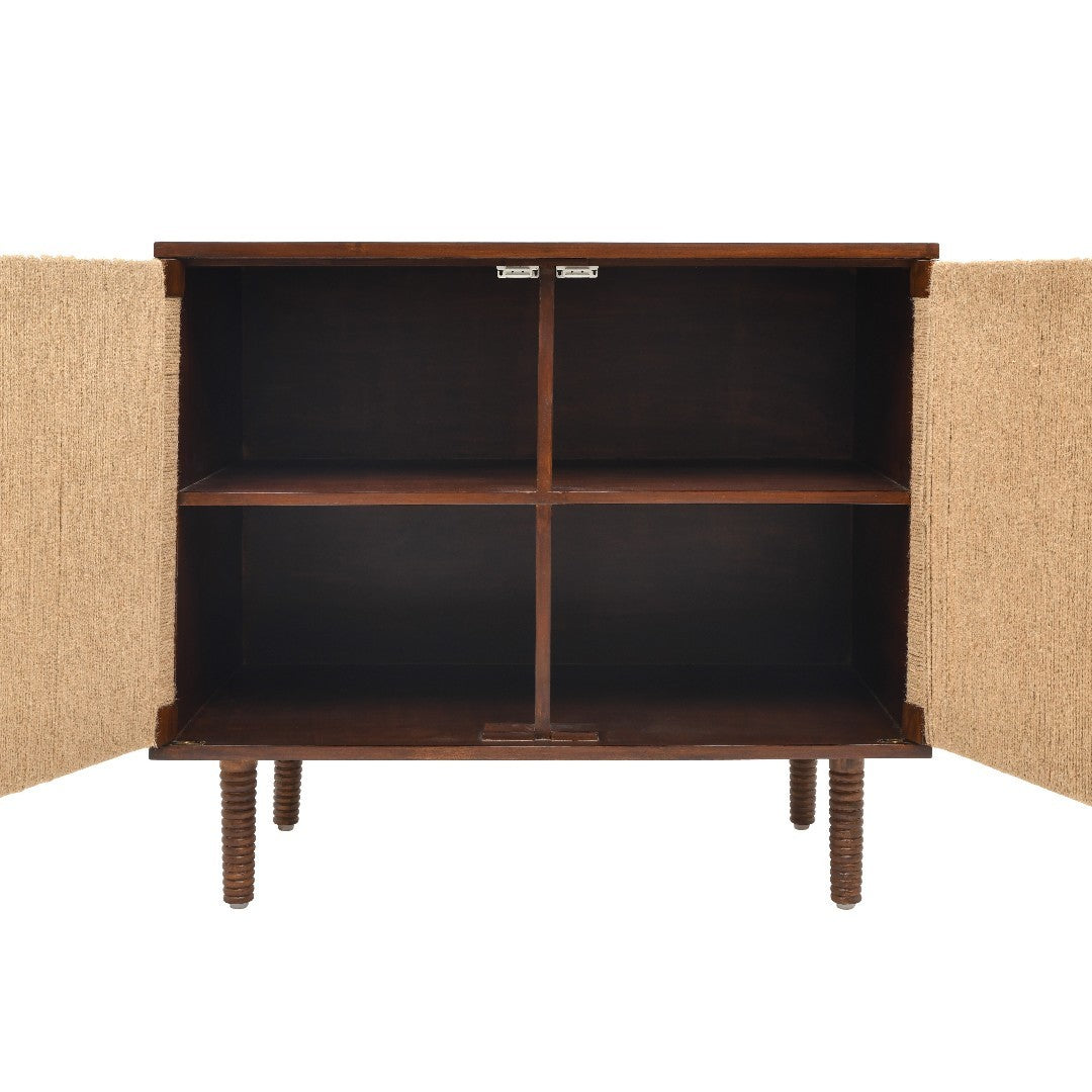 Rush Weave Teak Colour Storage Cabinet - Teak Matte Finish / Plywood, teak veneer, teak wood and jute / L: 38’’ W: 22’’