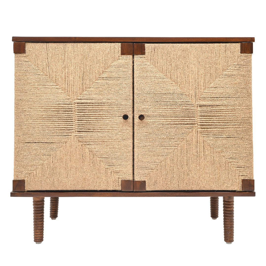 Rush Weave Teak Colour Storage Cabinet - Teak Matte Finish / Plywood, teak veneer, teak wood and jute / L: 38’’ W: 22’’
