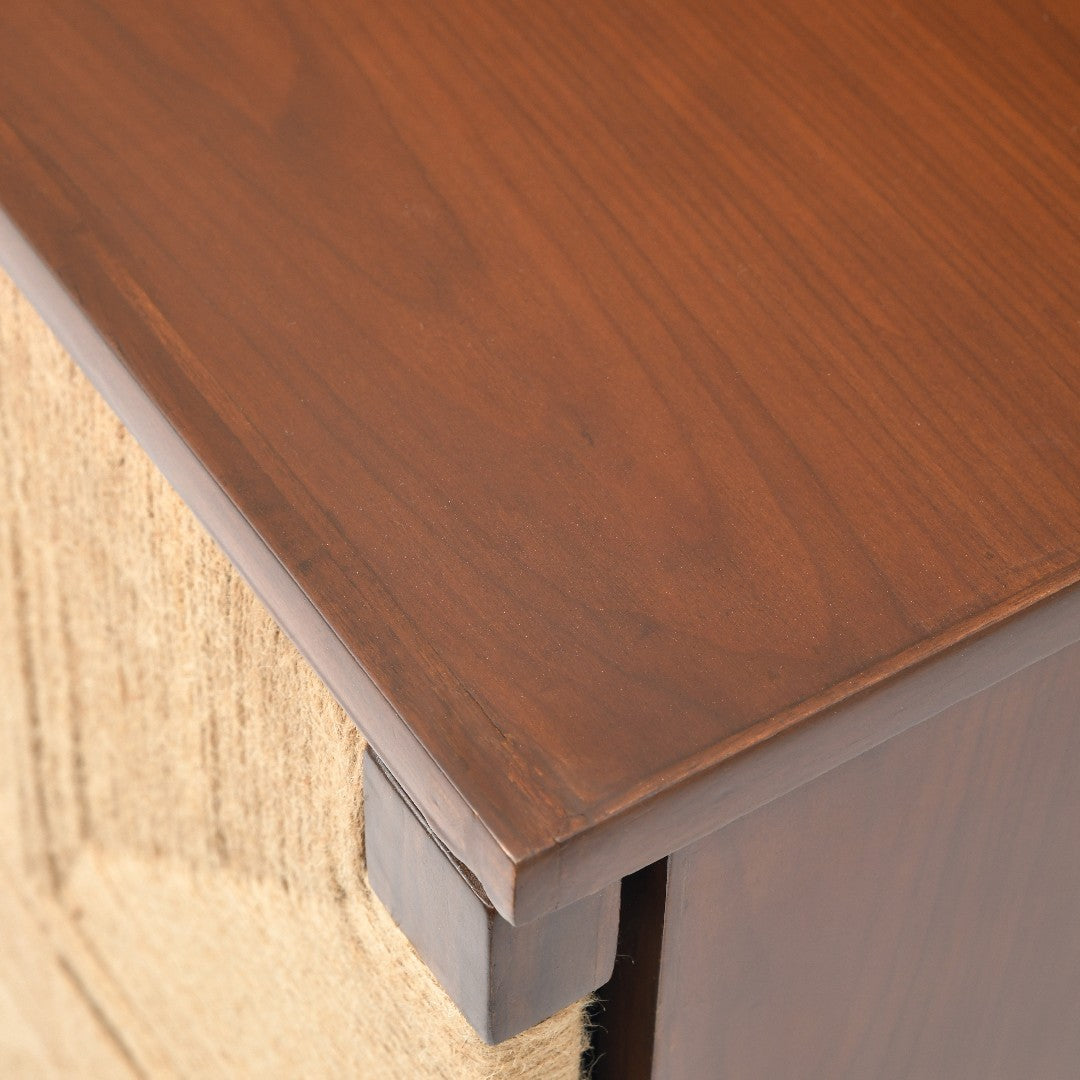 Rush Weave Teak Colour Storage Cabinet - Teak Matte Finish / Plywood, teak veneer, teak wood and jute / L: 38’’ W: 22’’