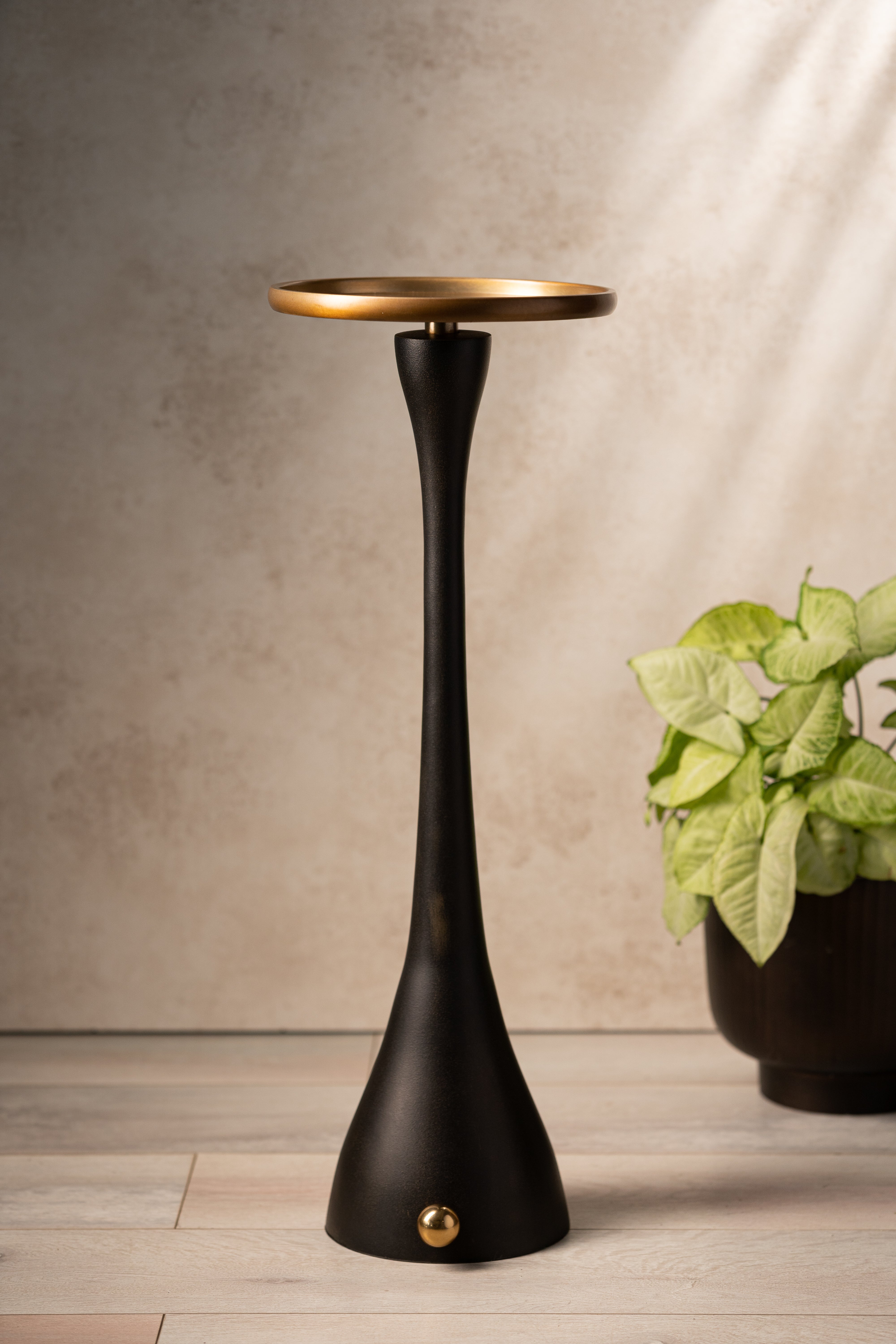 Rustic Metal Table - Black & Golden / 22 x W:22 x H:60 In Cms / Metal - Indoor Furniture