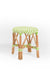 S Popsicle Cane Stool / Side Table - W: 16’’ H: 19’’ / Green and White / Cane Frame and PVC Weaving - Outdoor Furniture
