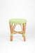 S Popsicle Cane Stool / Side Table - W: 16’’ H: 19’’ / Green and White / Cane Frame and PVC Weaving - Outdoor Furniture