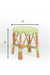 S Popsicle Cane Stool / Side Table - W: 16’’ H: 19’’ / Green and White / Cane Frame and PVC Weaving - Outdoor Furniture