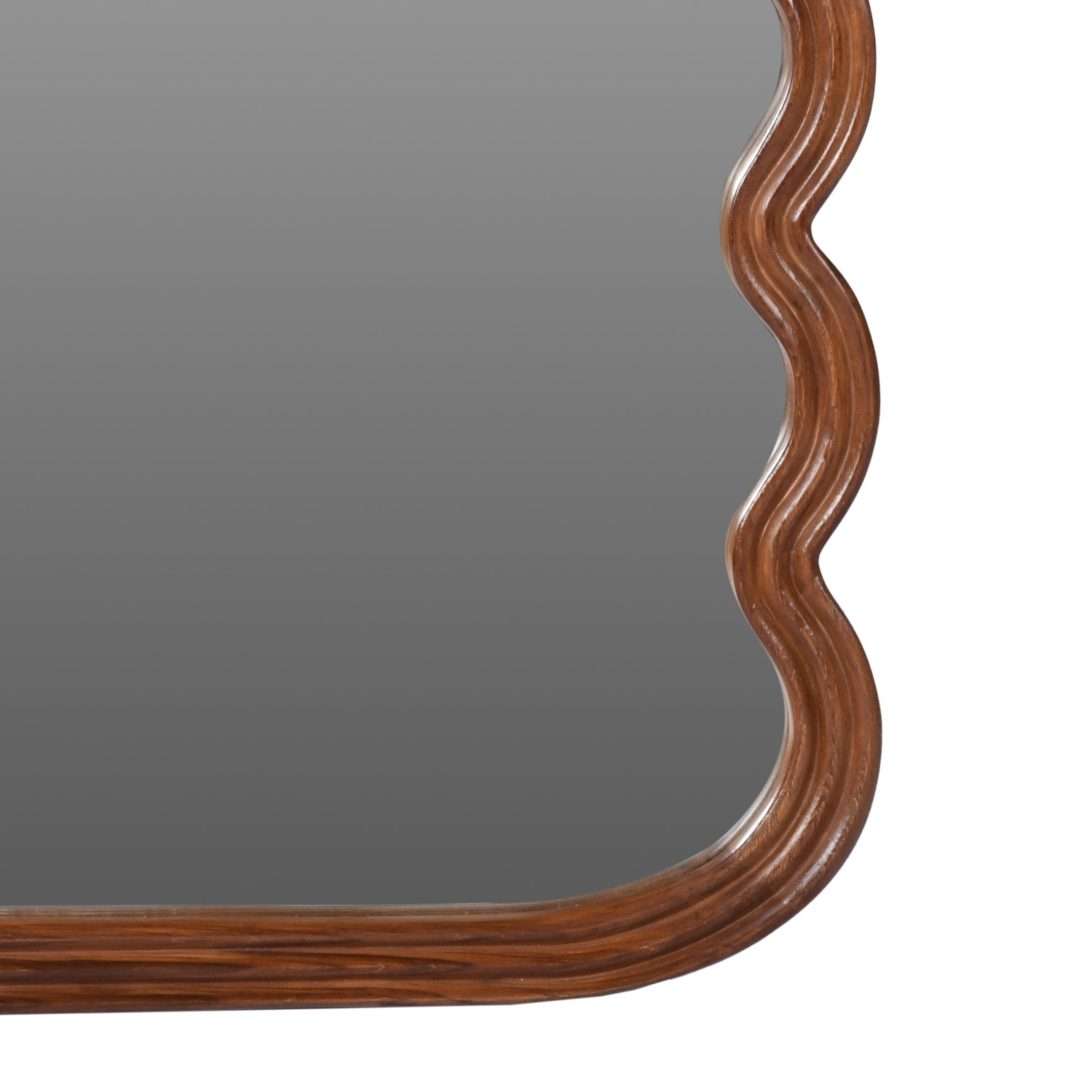 Sable Teak Wood Wall Mirror - Brown / Teakwood and mirror / L: 17.5’’ W: 1.5’’ H: 27.5’’ - Decor