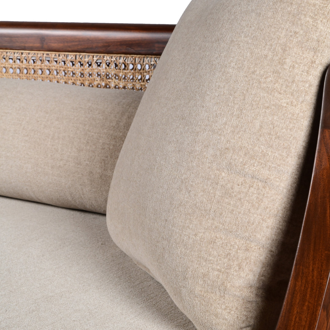 Sahara Teakwood 3 Seater Cane Sofa - Teak / Teak wood; Cane / L: 82’’ W: 33’’ H: 30’’; Seating Height: 18’’ - Furniture