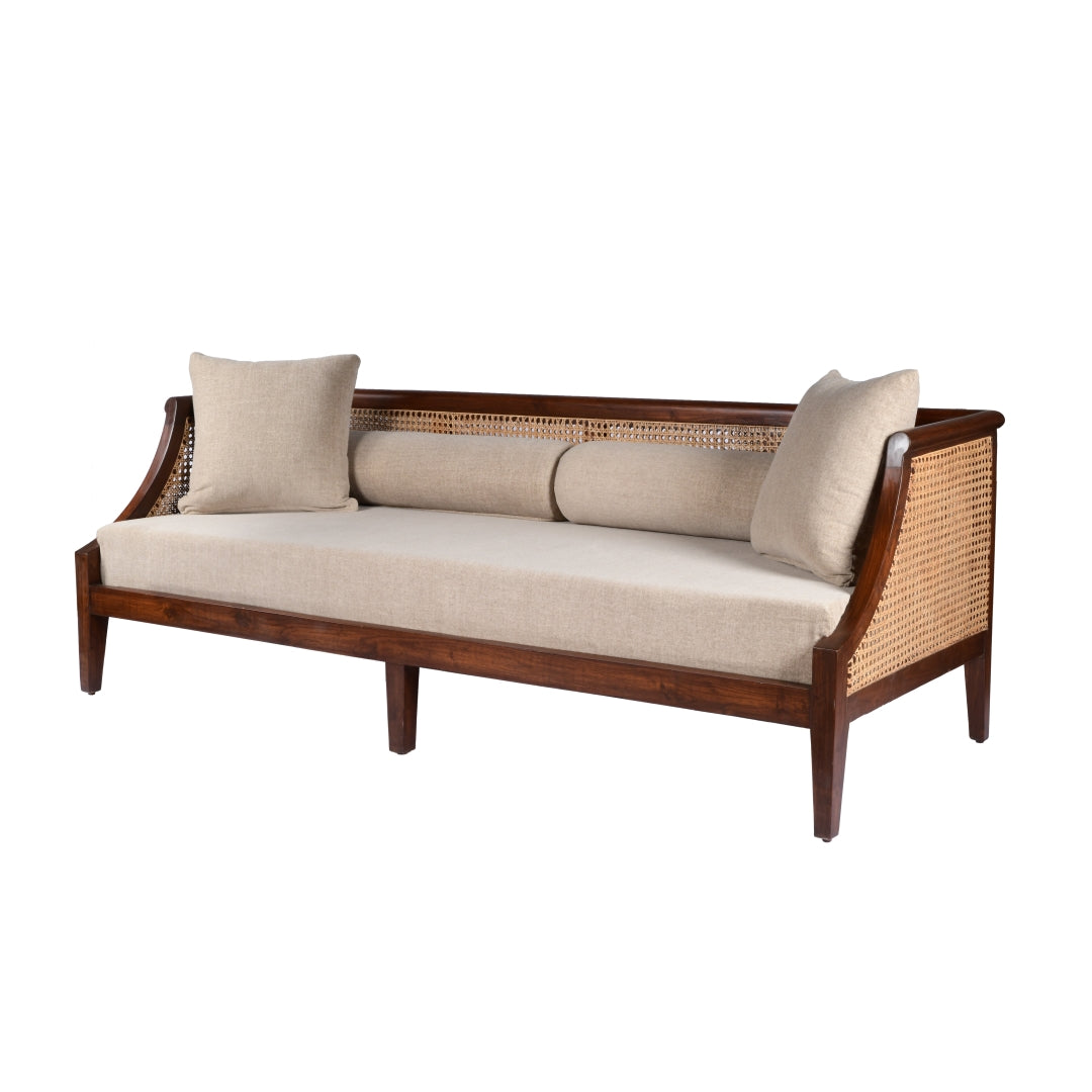 Sahara Teakwood 3 Seater Cane Sofa - Teak / Teak wood; Cane / L: 82’’ W: 33’’ H: 30’’; Seating Height: 18’’ - Furniture