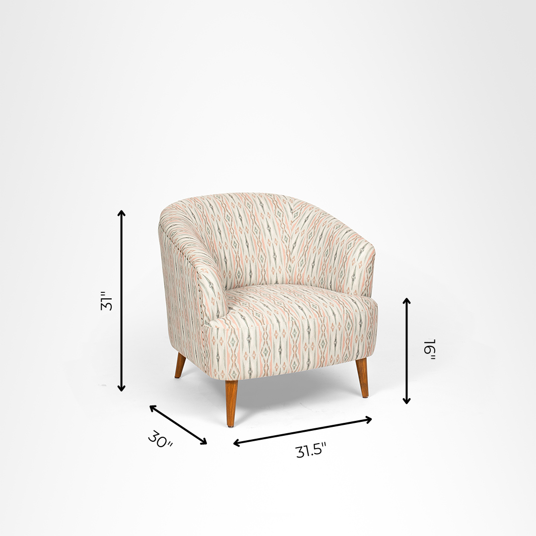 Sakura Lounge Chair - W: 31.5’’ D: 30’’ H: 31’’ SH: 16’’ / Cream / Fabric And Solid Beech Wood Legs - Indoor Furniture