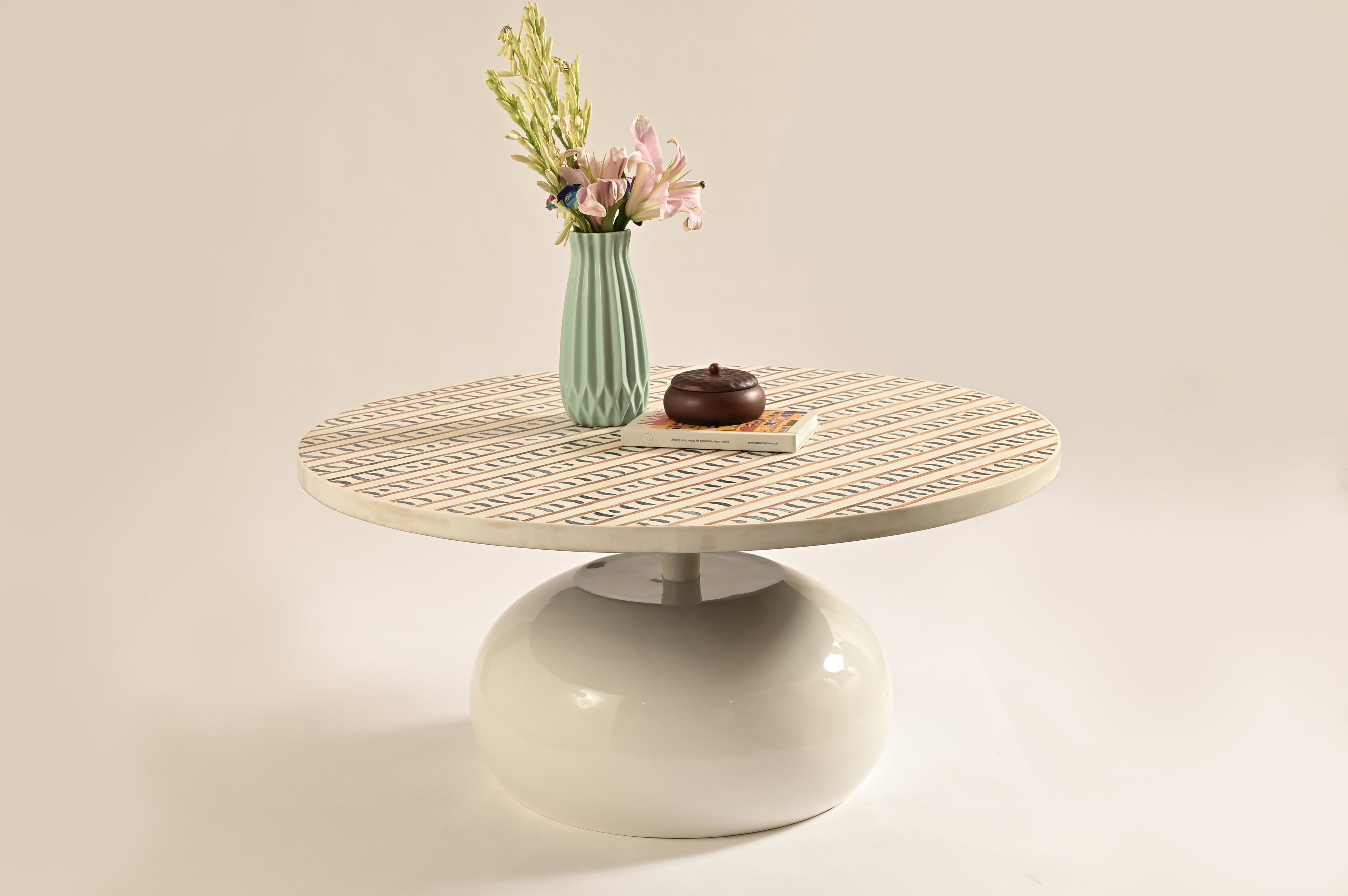 Sambhal Coffee Table - Ivory / Bone Inlay & Resin / 91L X 91W X 42H In Cms - Indoor Furniture