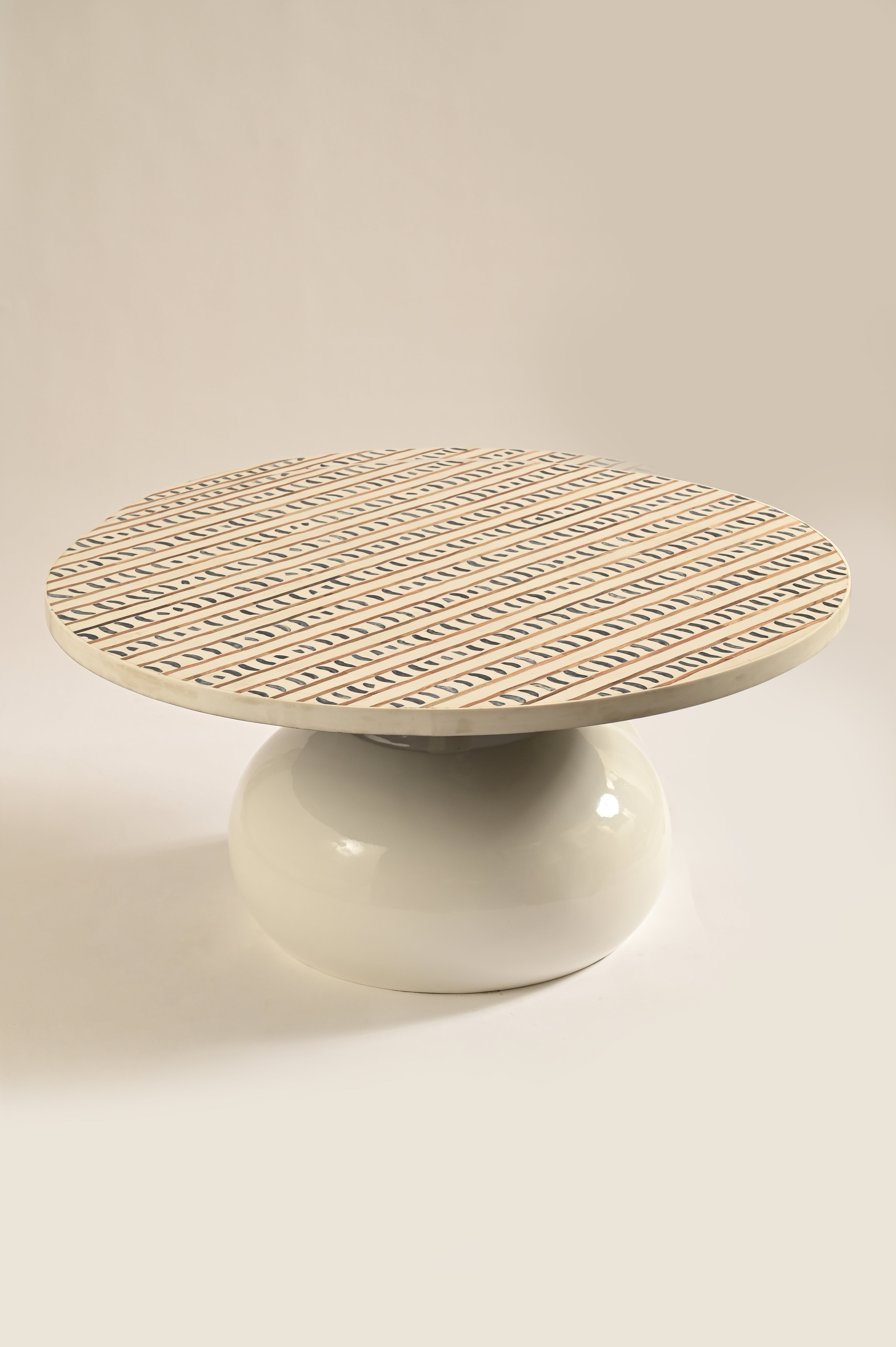 Sambhal Coffee Table - Ivory / Bone Inlay & Resin / 91L X 91W X 42H In Cms - Indoor Furniture