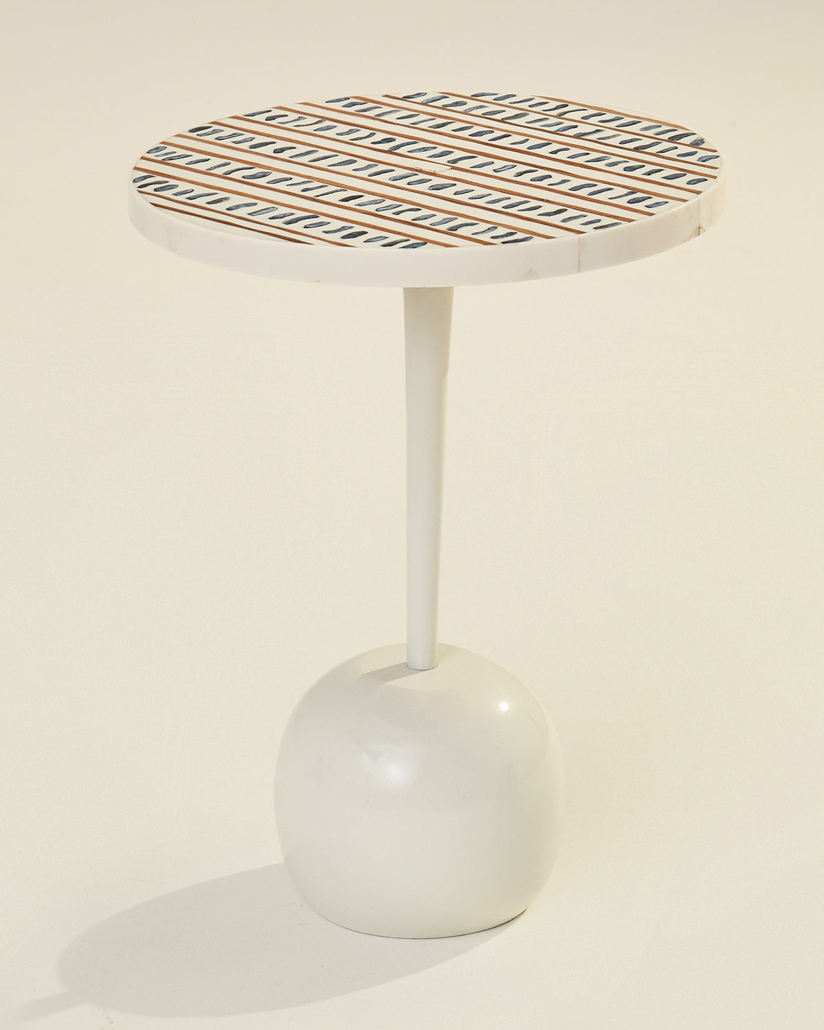Sambhal side table - Ivory / Pigmented Bone & Aluminium / 40L X 40W X 52H In Cms - Indoor Furniture