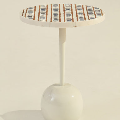 Sambhal side table - Ivory / Pigmented Bone & Aluminium / 40L X 40W X 52H In Cms - Indoor Furniture