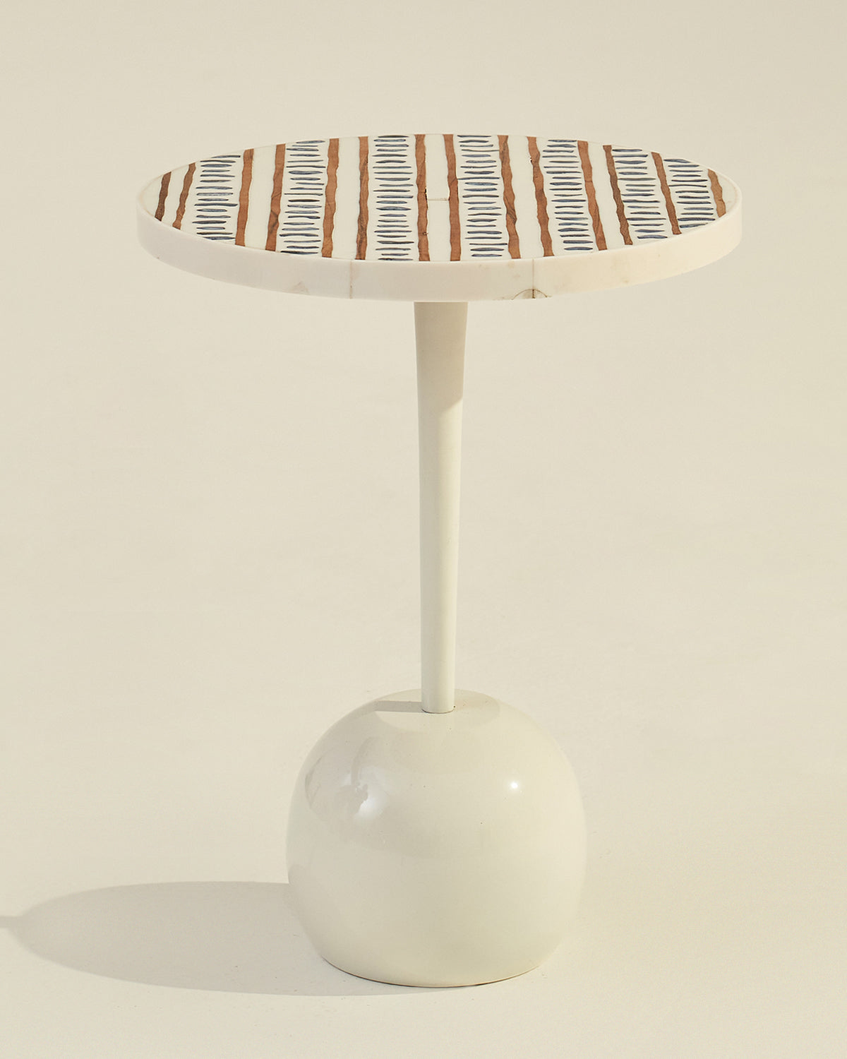 Sambhal side table - Ivory / Pigmented Bone & Aluminium / 40L X 40W X 52H In Cms - Indoor Furniture