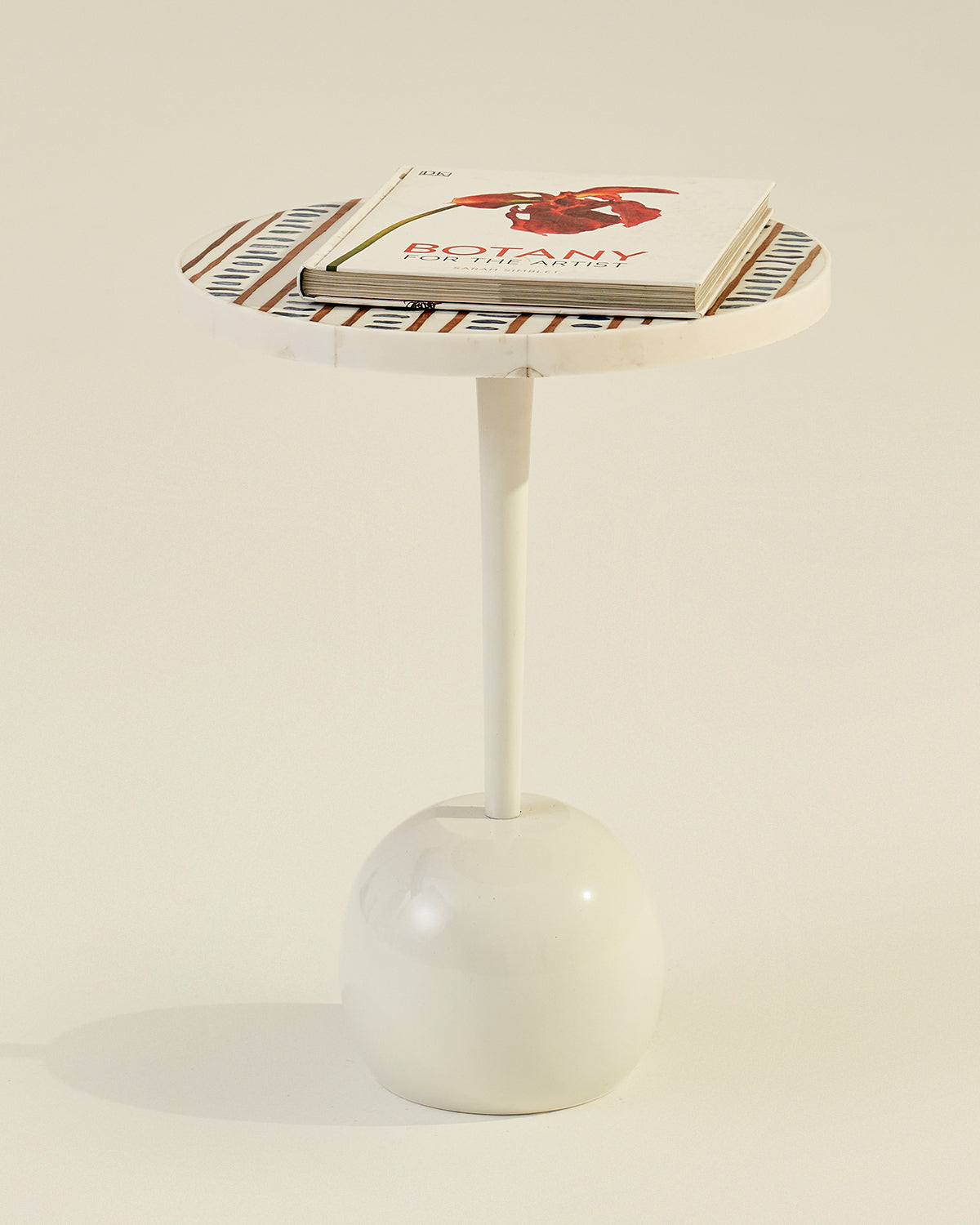 Sambhal side table - Ivory / Pigmented Bone & Aluminium / 40L X 40W X 52H In Cms - Indoor Furniture
