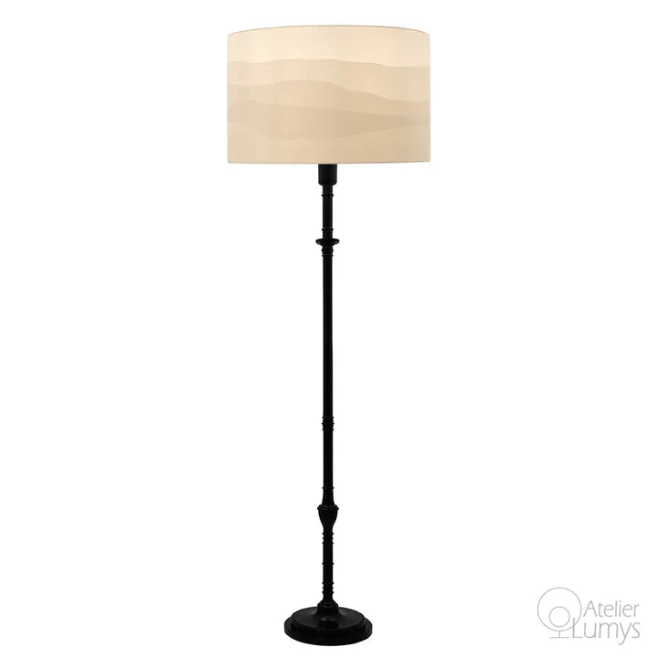 Savannah Tulip Floor Lamp - Dia: 20’’ H: 67’’ / Antique Black / Wood and Poplin - Lighting