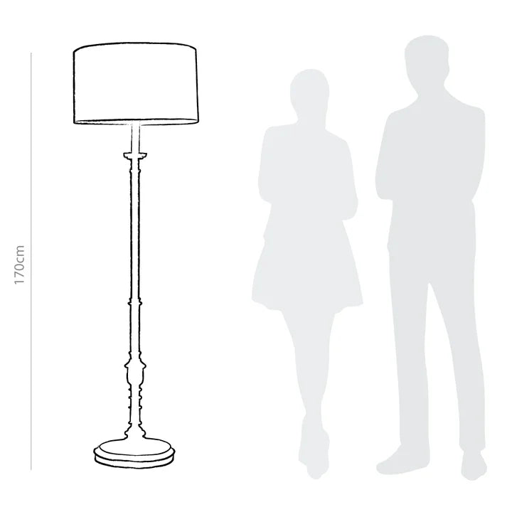 Savannah Tulip Floor Lamp - Dia: 20’’ H: 67’’ / Antique Black / Wood and Poplin - Lighting