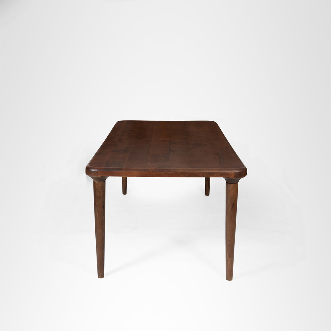 Scandi Dining Table Set Of 6 - Walnut and Pink / Acacia Wood / Table (L: 80’’ B: 39’’ H: 29’’) & Chair (W: 20’’ D: 20’’