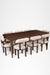 Scandi Dining Table Set Of 8 - Walnut and Pink / Acacia Wood / Table (L: 80’’ B: 39’’ H: 29’’) & Chair (W: 20’’ D: 20’’