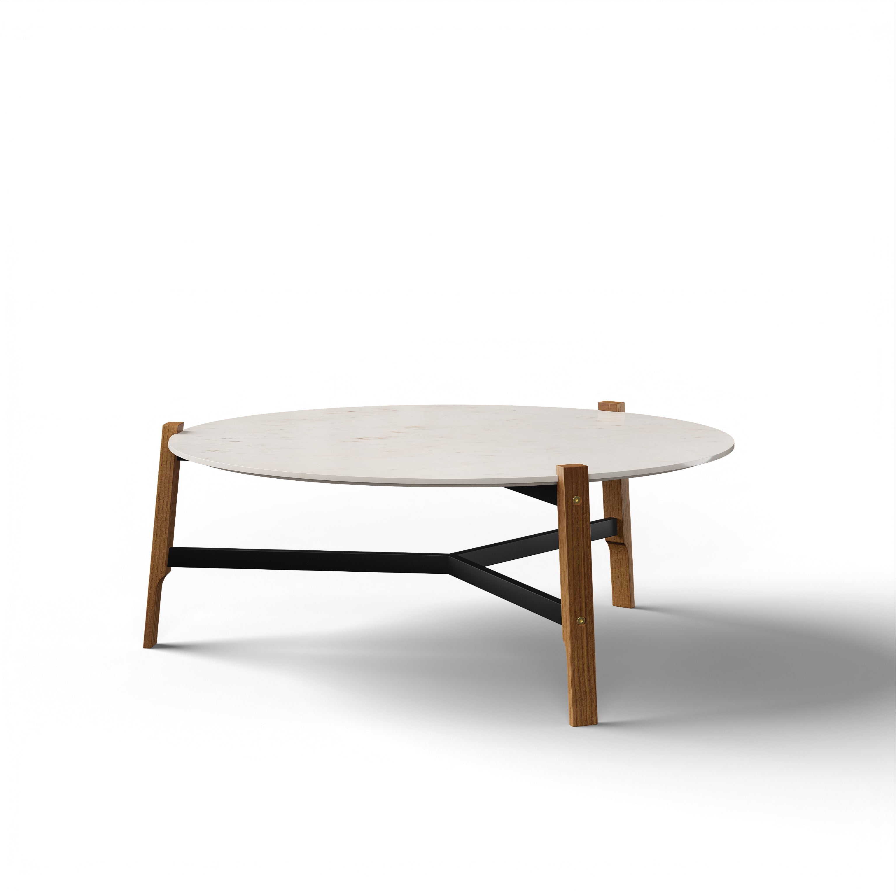 Schuster Chantilly Coffee Table - L:34’’ x B:34’’ x H:14’’ In Inches / Mirror Buffing Banswada White Top; Black Powder