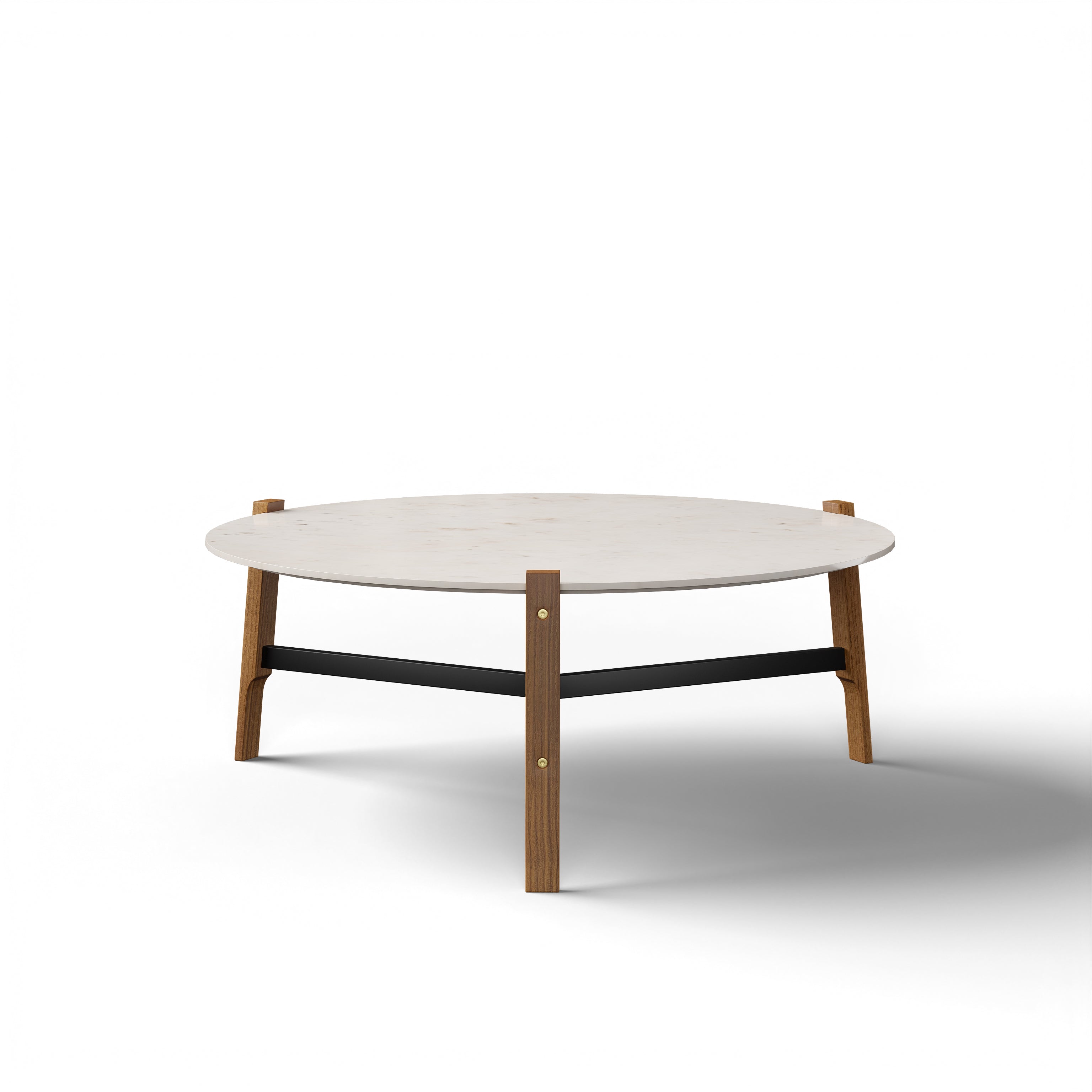 Schuster Chantilly Coffee Table - L:34’’ x B:34’’ x H:14’’ In Inches / Mirror Buffing Banswada White Top; Black Powder
