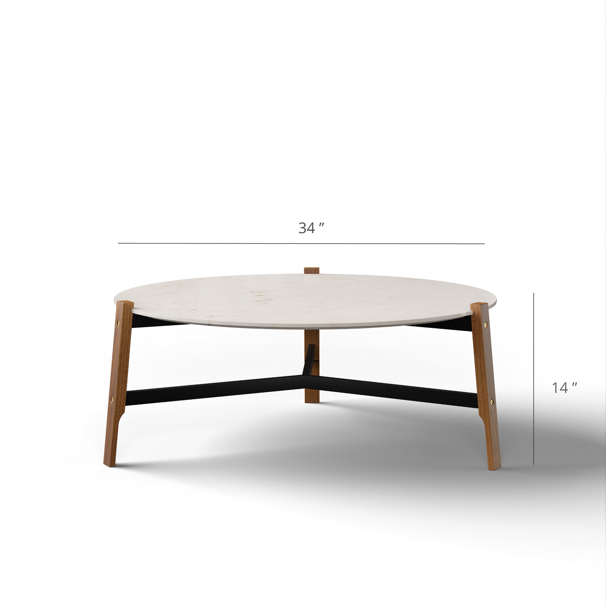 Schuster Chantilly Coffee Table - L:34’’ x B:34’’ x H:14’’ In Inches / Mirror Buffing Banswada White Top; Black Powder