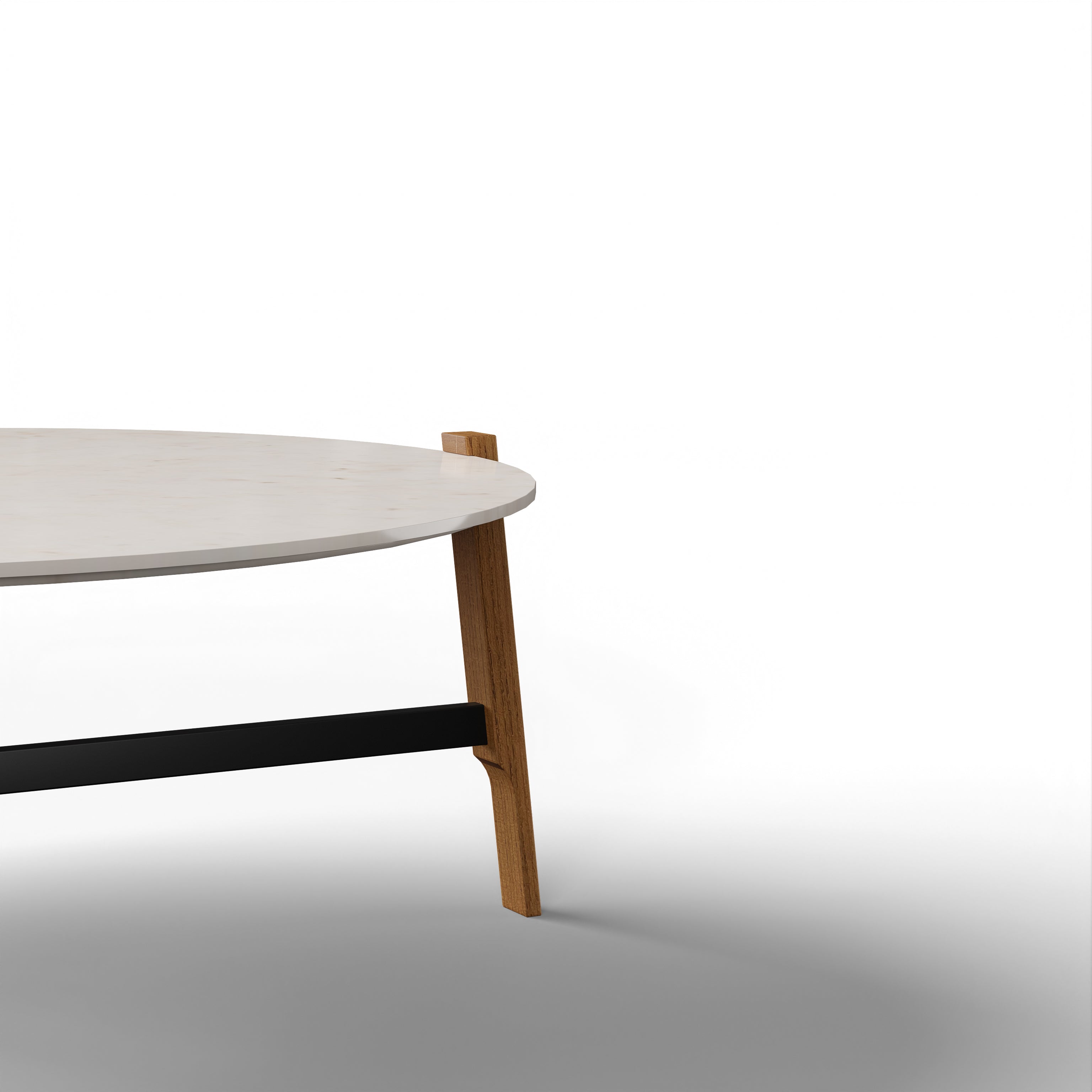 Schuster Chantilly Coffee Table - L:34’’ x B:34’’ x H:14’’ In Inches / Mirror Buffing Banswada White Top; Black Powder