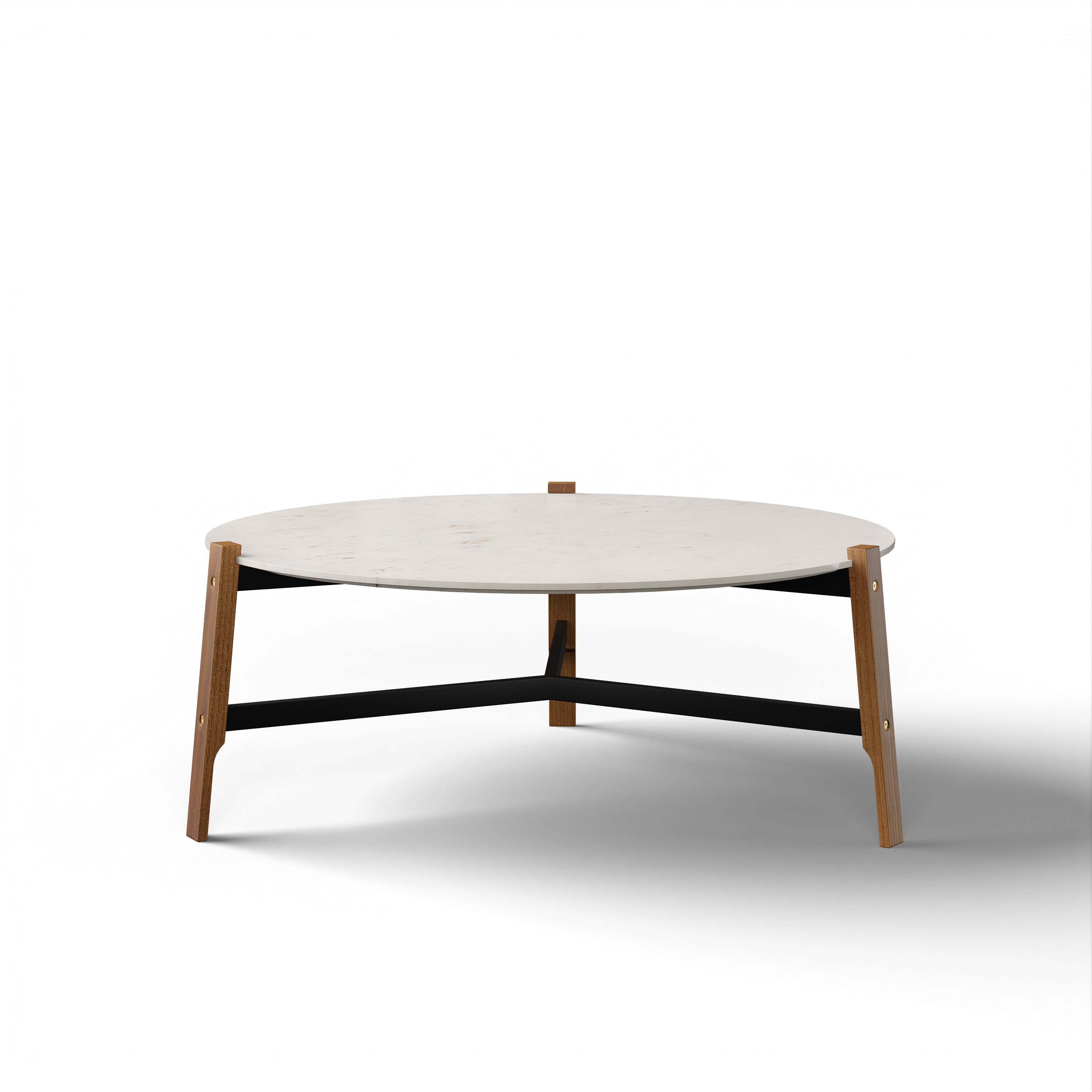 Schuster Chantilly Coffee Table - L:34’’ x B:34’’ x H:14’’ In Inches / Mirror Buffing Banswada White Top; Black Powder