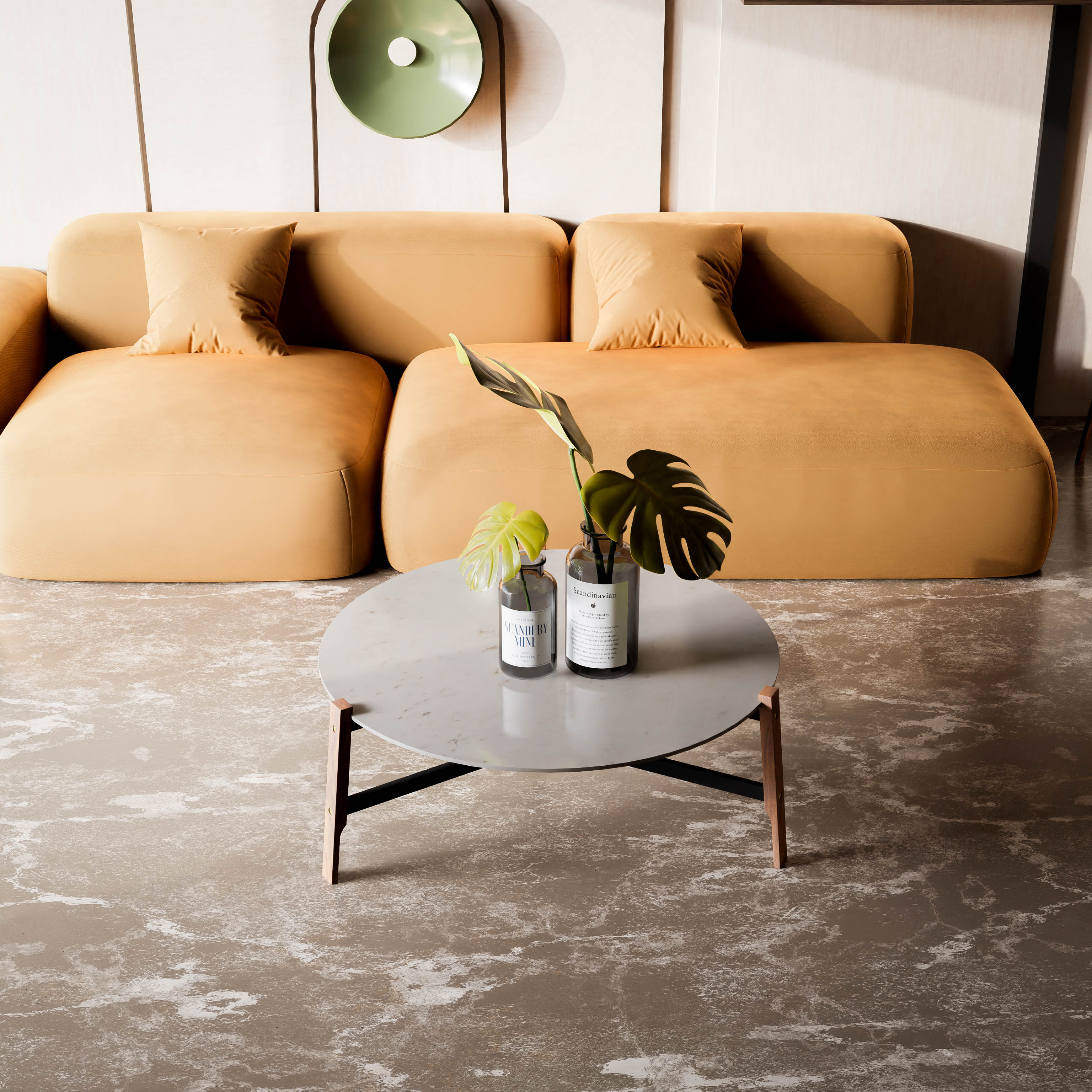 Schuster Chantilly Coffee Table - L:34’’ x B:34’’ x H:14’’ In Inches / Mirror Buffing Banswada White Top; Black Powder