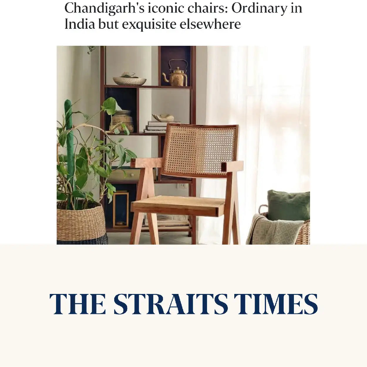 A light wood-framed chair with a woven cane back and seat.