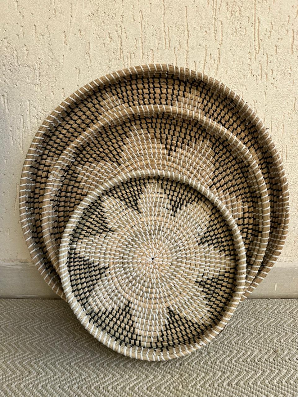 Seagrass and Rattan Round Table Tray - Decor