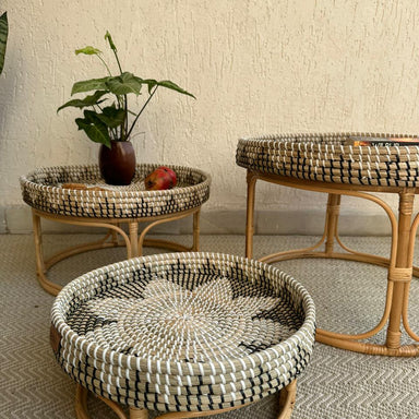Seagrass and Rattan Round Table Tray - Decor