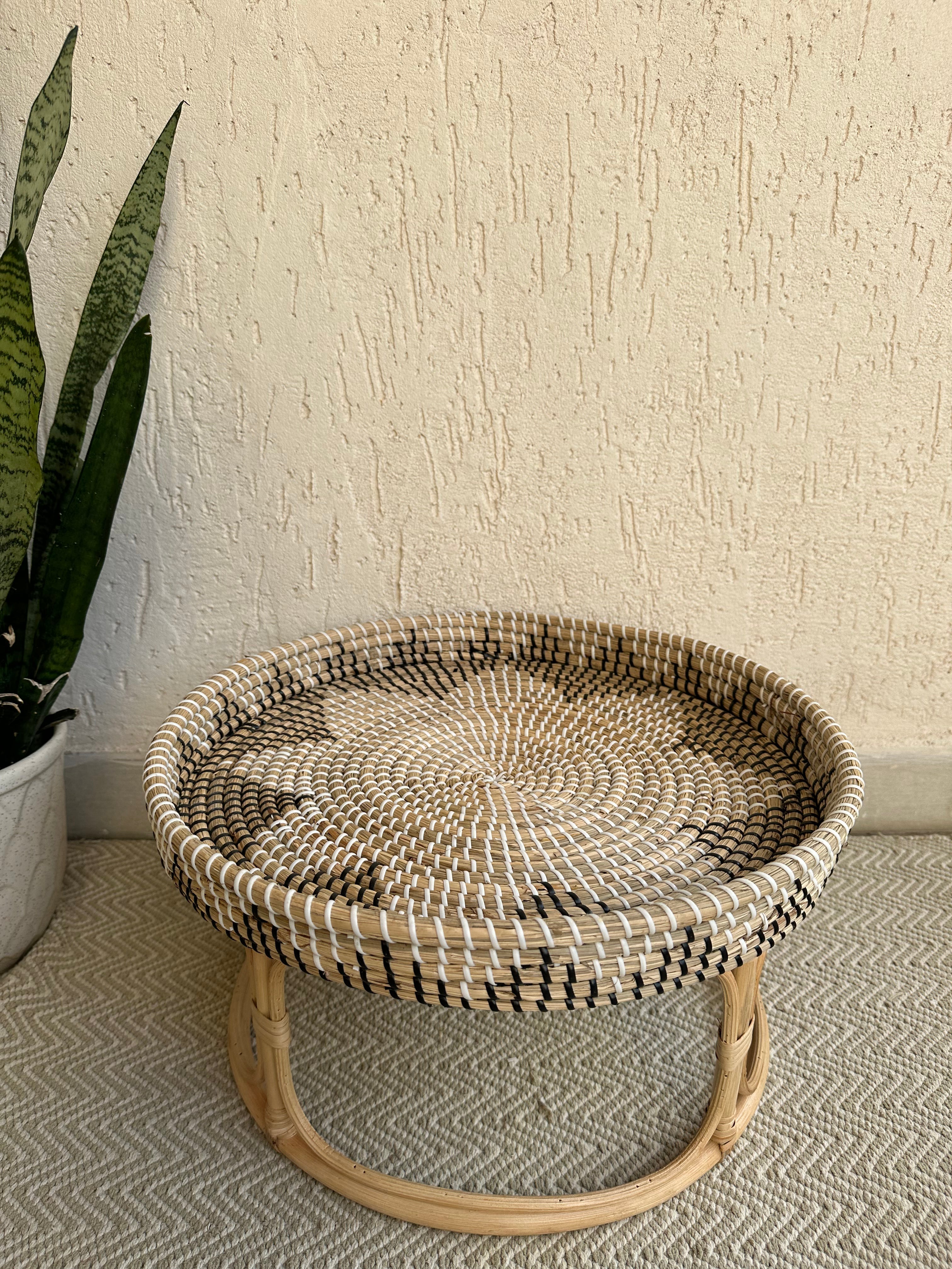 Seagrass and Rattan Round Table Tray - Decor