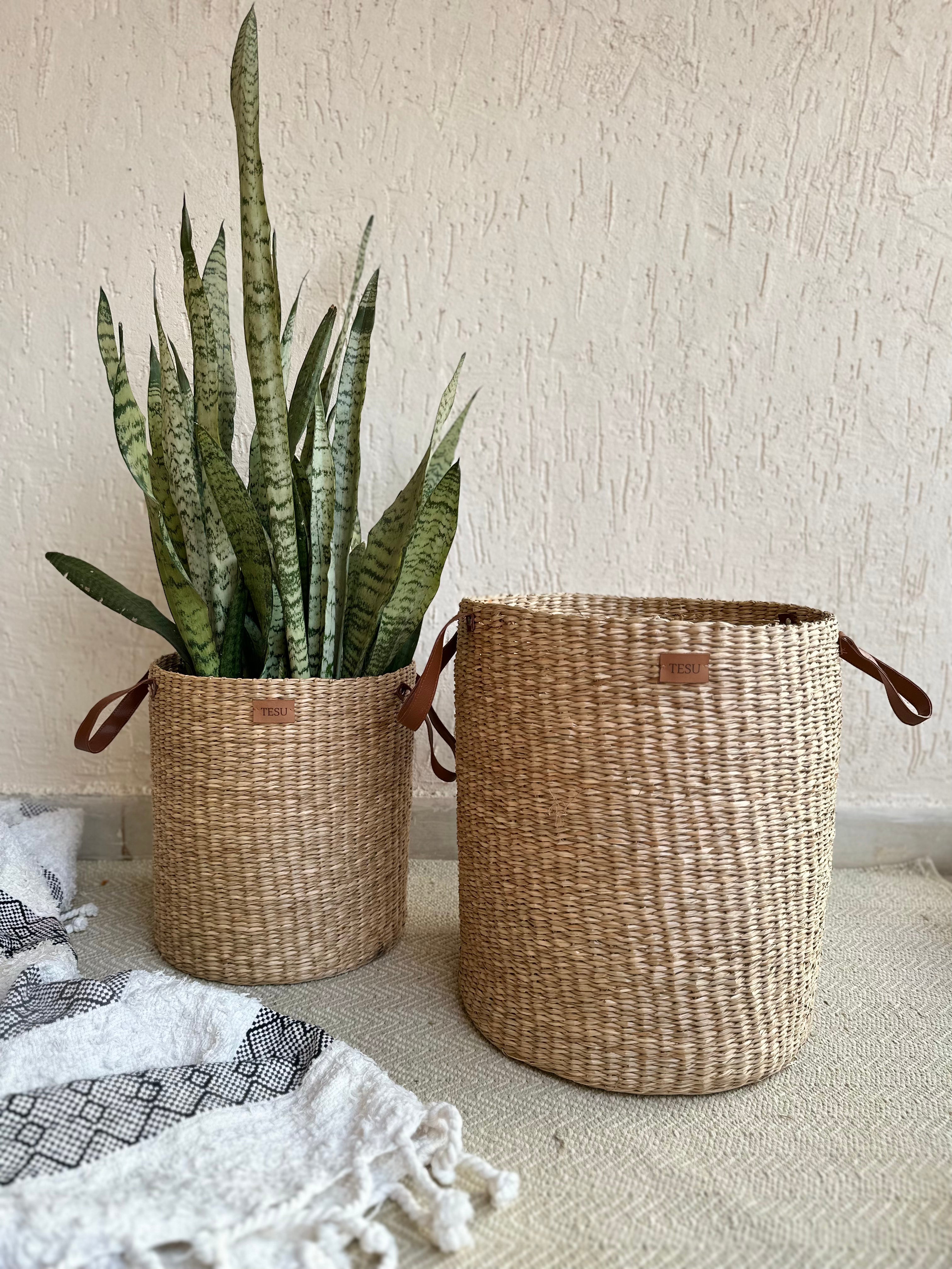 Seagrass Dense Storage Basket With Handle - Decor