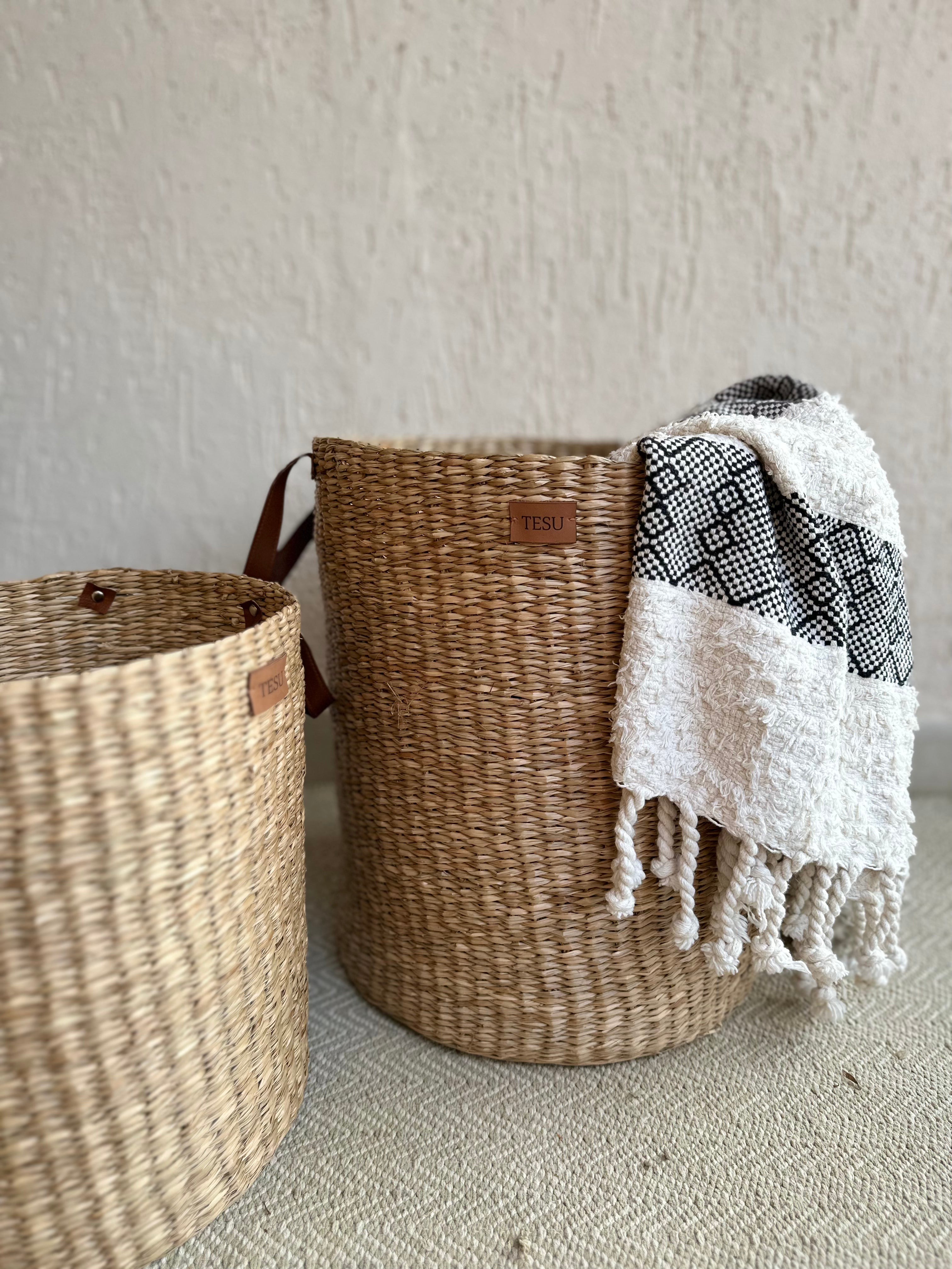 Seagrass Dense Storage Basket With Handle - Decor