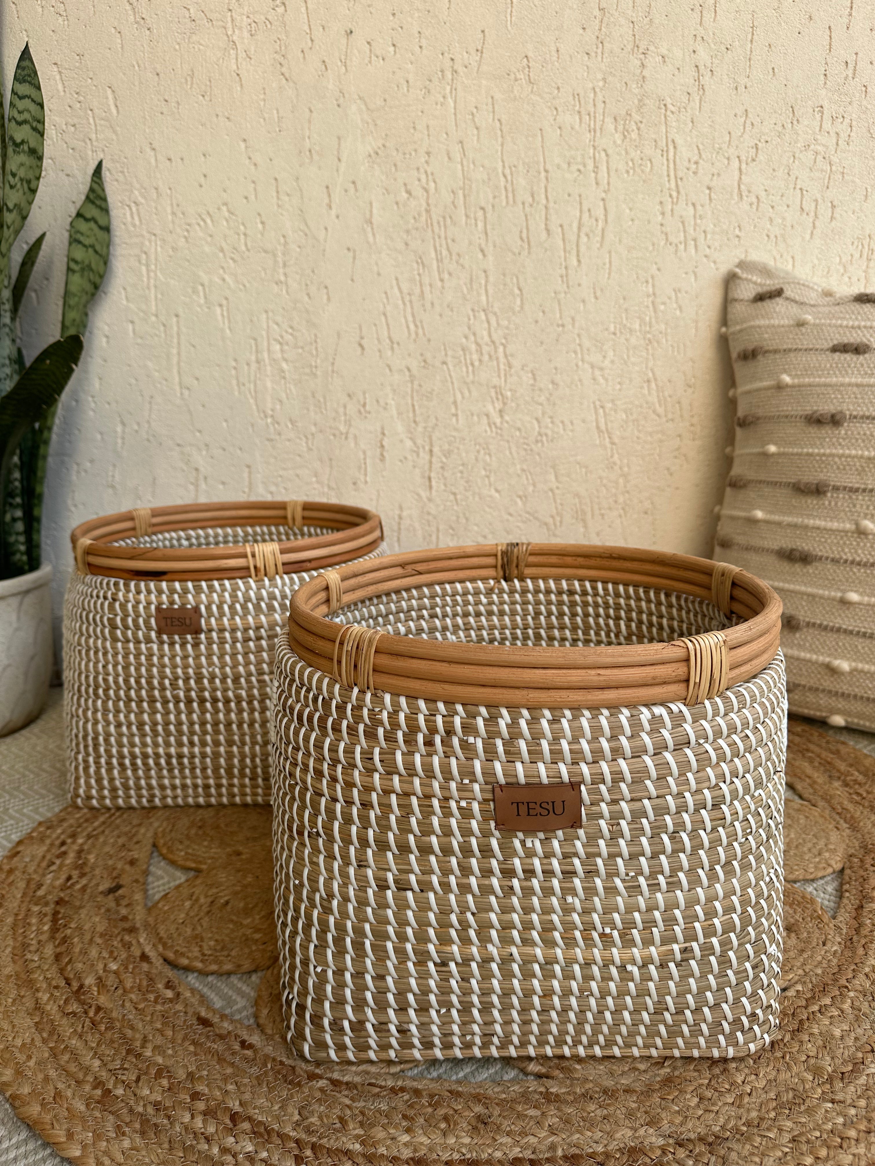 Seagrass Plant Holder - White / Sea Grass - Decor