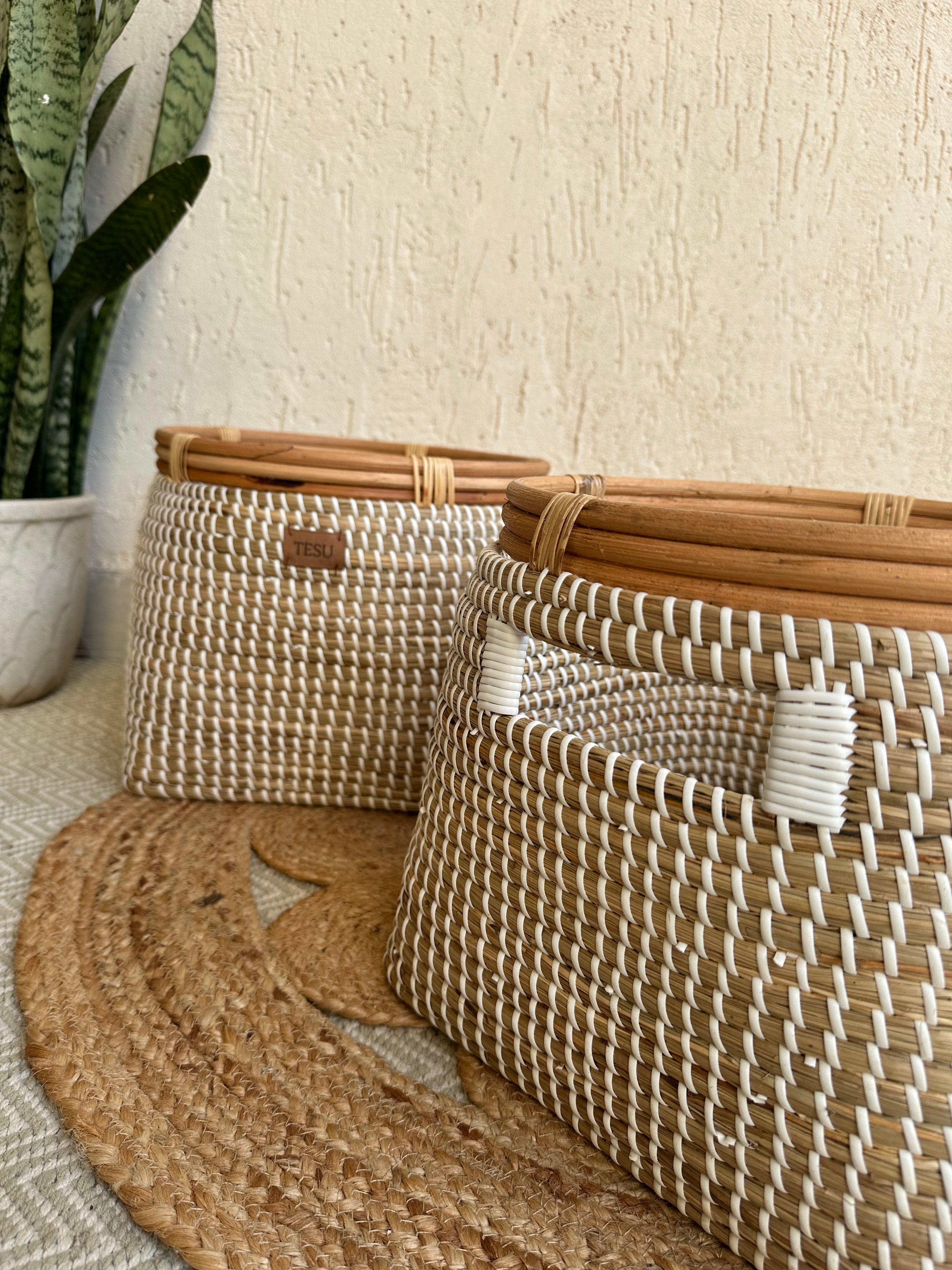 Seagrass Plant Holder - White / Sea Grass - Decor
