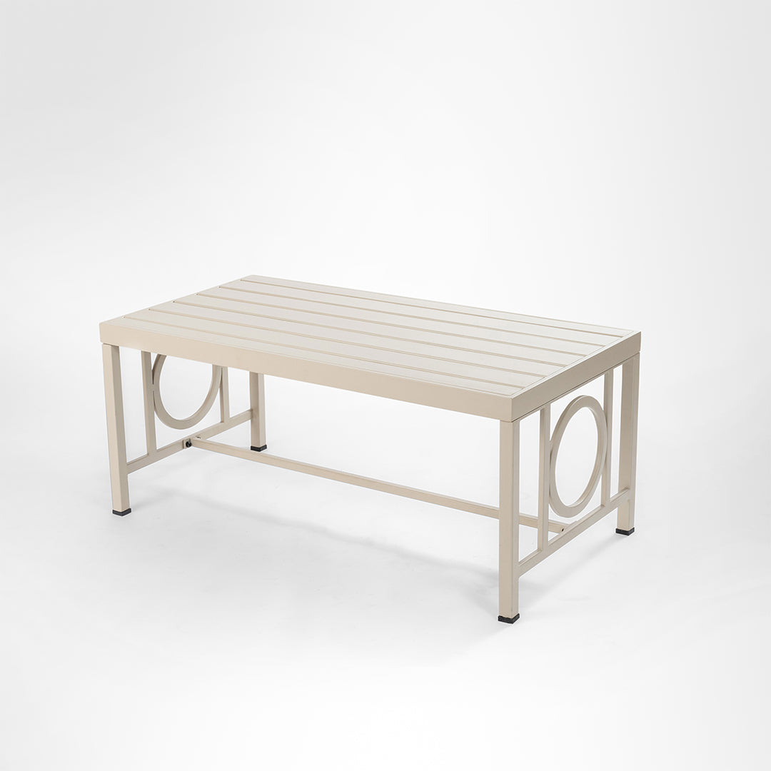 Serenity Outdoor Coffee Table - L: 42’’ B: 22’’ H: 18’’ / Beige / Mild Steel - Outdoor Furniture