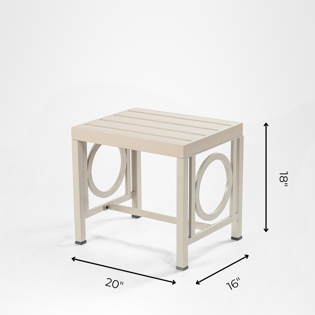 Serenity Outdoor Side Table - L: 20’’ B: 16’’ H: 18’’ / Beige / Mild Steel - Outdoor Furniture