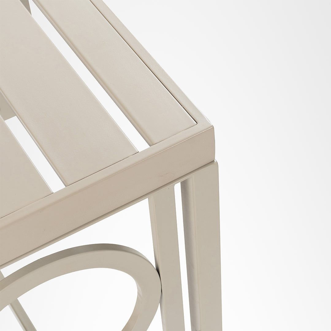 Serenity Outdoor Side Table - L: 20’’ B: 16’’ H: 18’’ / Beige / Mild Steel - Outdoor Furniture