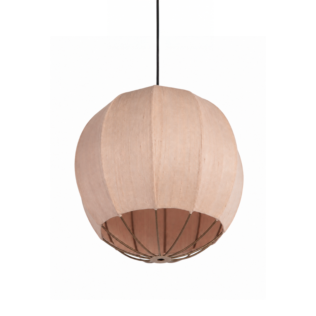 Seri Cluster of 3 Pendant Lamps - Cocoon: H: 20’’ × W: 9’’ Bloom: H: 15’’ × W: 9’’ Orb: H: 14’’ × W: 12’’ / Fabric