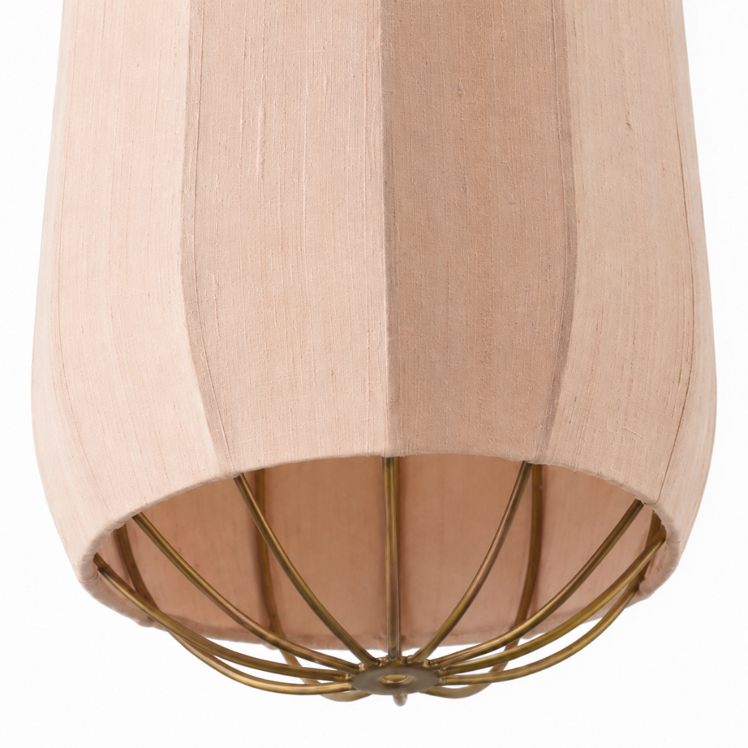 Seri Cluster of 3 Pendant Lamps - Cocoon: H: 20’’ × W: 9’’ Bloom: H: 15’’ × W: 9’’ Orb: H: 14’’ × W: 12’’ / Fabric