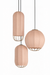 Seri Cluster of 3 Pendant Lamps - Cocoon: H: 20’’ × W: 9’’ Bloom: H: 15’’ × W: 9’’ Orb: H: 14’’ × W: 12’’ / Fabric
