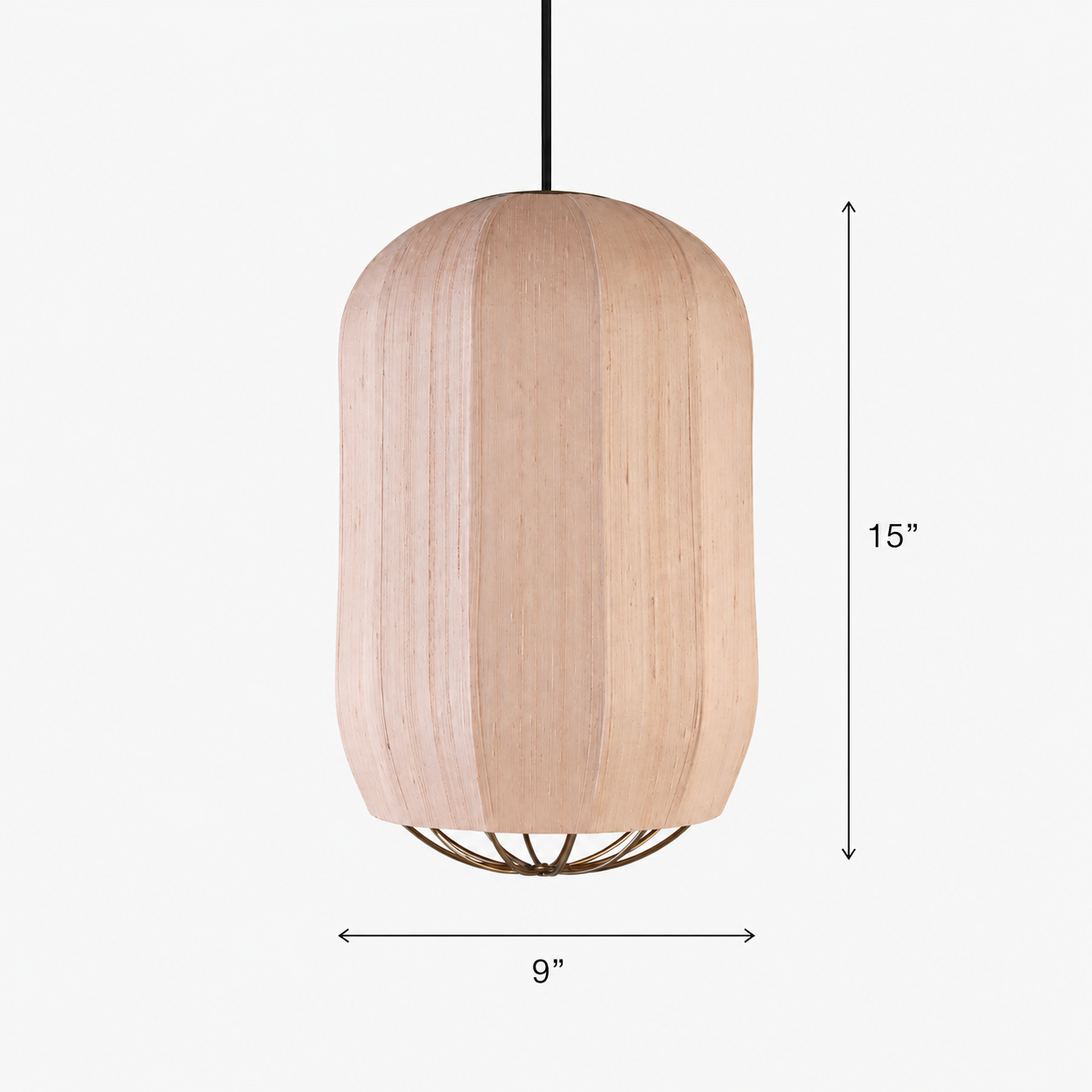 Seri Cluster of 3 Pendant Lamps - Cocoon: H: 20’’ × W: 9’’ Bloom: H: 15’’ × W: 9’’ Orb: H: 14’’ × W: 12’’ / Fabric