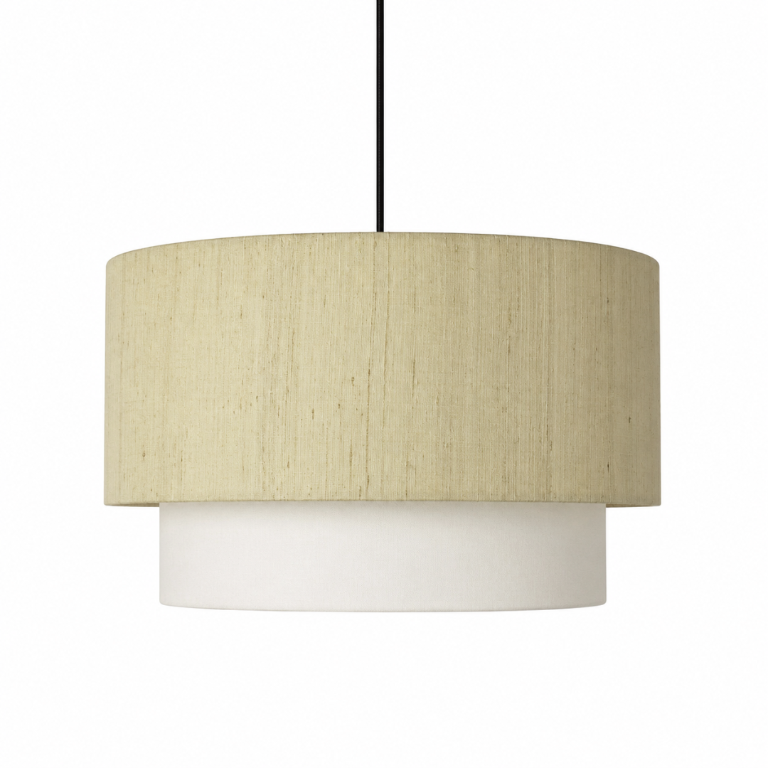 Seri Drum Pendant Light - H: 10’’ × W: 18’’ / Fabric - Lighting