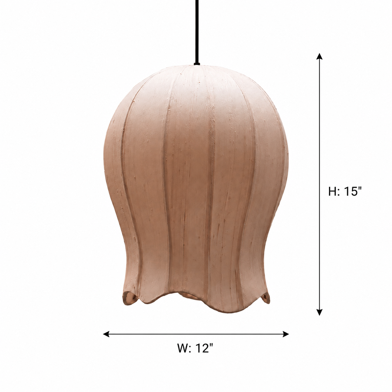 Seri Tulip Hanging Lamp - Fabric / Cream / H: 15’’ W: 12’’ - Lighting