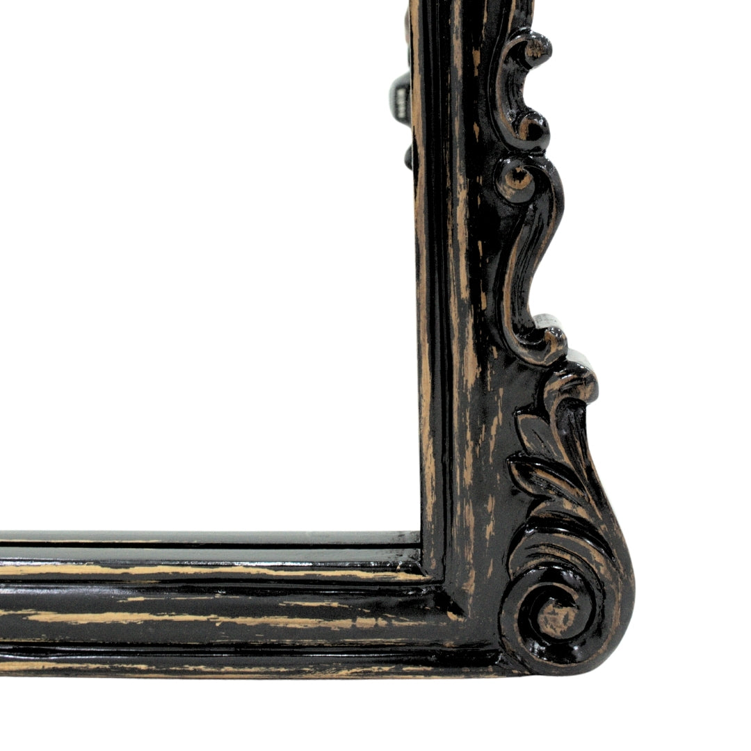 Shadow Bloom Mirror - Black / Teakwood and mirror / L: 30’’ W: 1.5’’ H: 40’’ - Decor