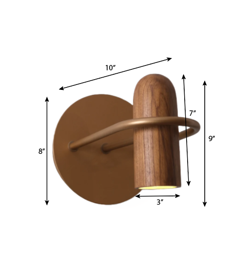 Shell Wood Wall Sconce - Black Metal with Natural Wood / Length - 3 inches, Wall protrusion - 8 inches, Height - 8