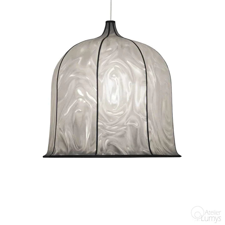 Shimmer Dome Hanging Lamp - Dia: 20’’ H: 20’’ / Black and White / Polyester - Lighting