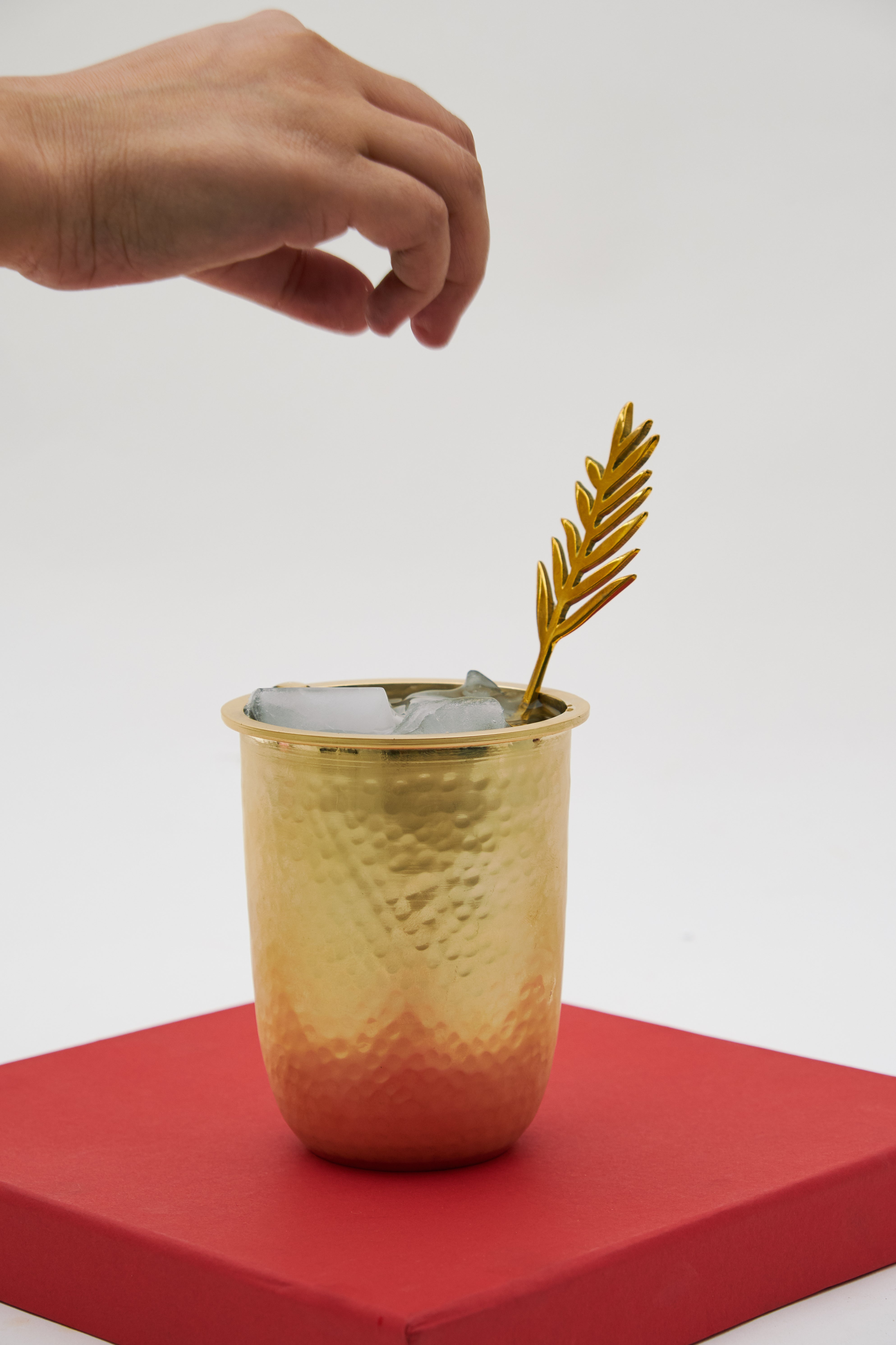 Shimmy Brass Glasses - Set of two - Gold / Brass / 3.5 x 4.5 In Inches - Decor